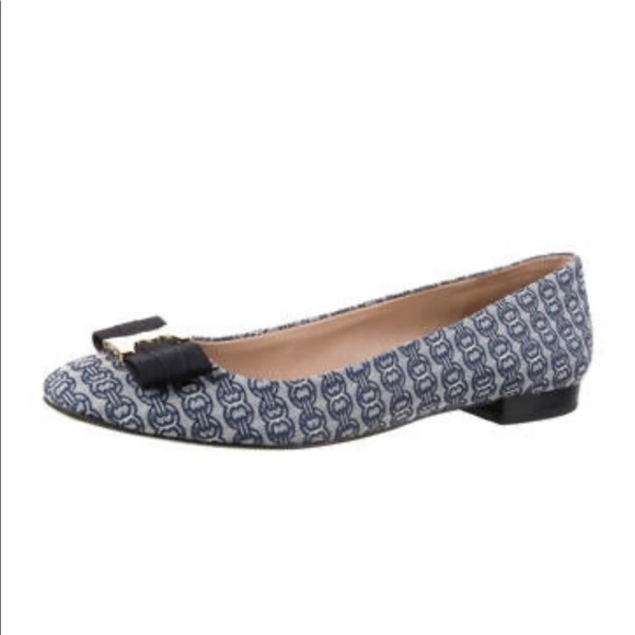 Tory Burch Gemini Link Printed Ballet Flats Size 9.5 - Picture 2 of 6